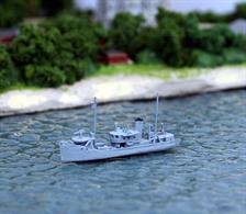 A 1/1250 scale model of a fishing boat conversion to minesweeper, USS Kite (ex- Holy Cross) in 1941. She was withdrawn from service in March 1945 as new purpose-built craft entered service.