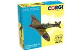 Produced as a limited edition, Corgi AA39211 models in 1/72 scale Supermarine Spitfire Mk1, R6800/LZ-N , flown by Rupert 'Lucky' Leigh, No.66 Sqn, Gravesend 1940, a Battle of Britain aircraft. The very special price for our remaining stocks is very apt for an excellent model of one of the 'few' as the 80th anniversary of the Battle of Britain approaches!Dimensions - Wingspan 166mm.