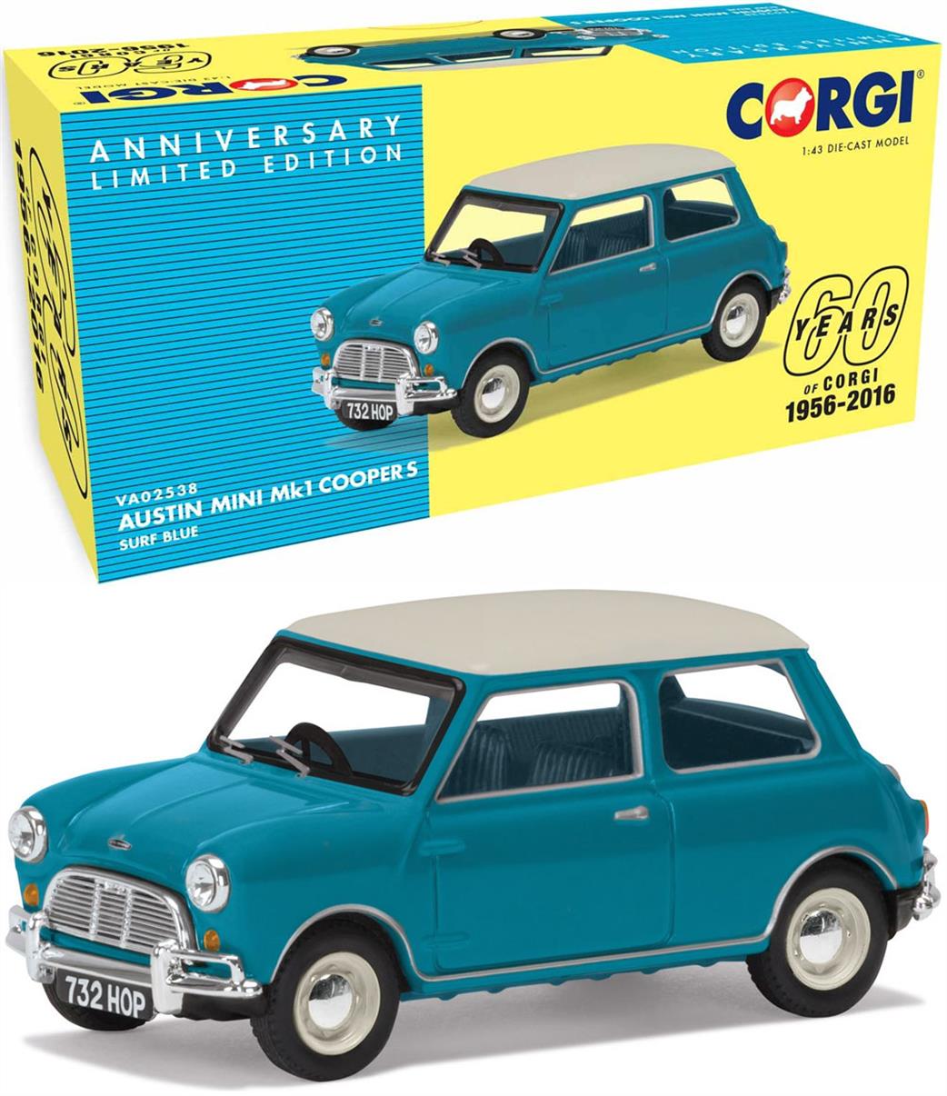 Corgi 1/43 VA02538 Corgi 60th Austin Mini Cooper Mk1 Surf Blue
