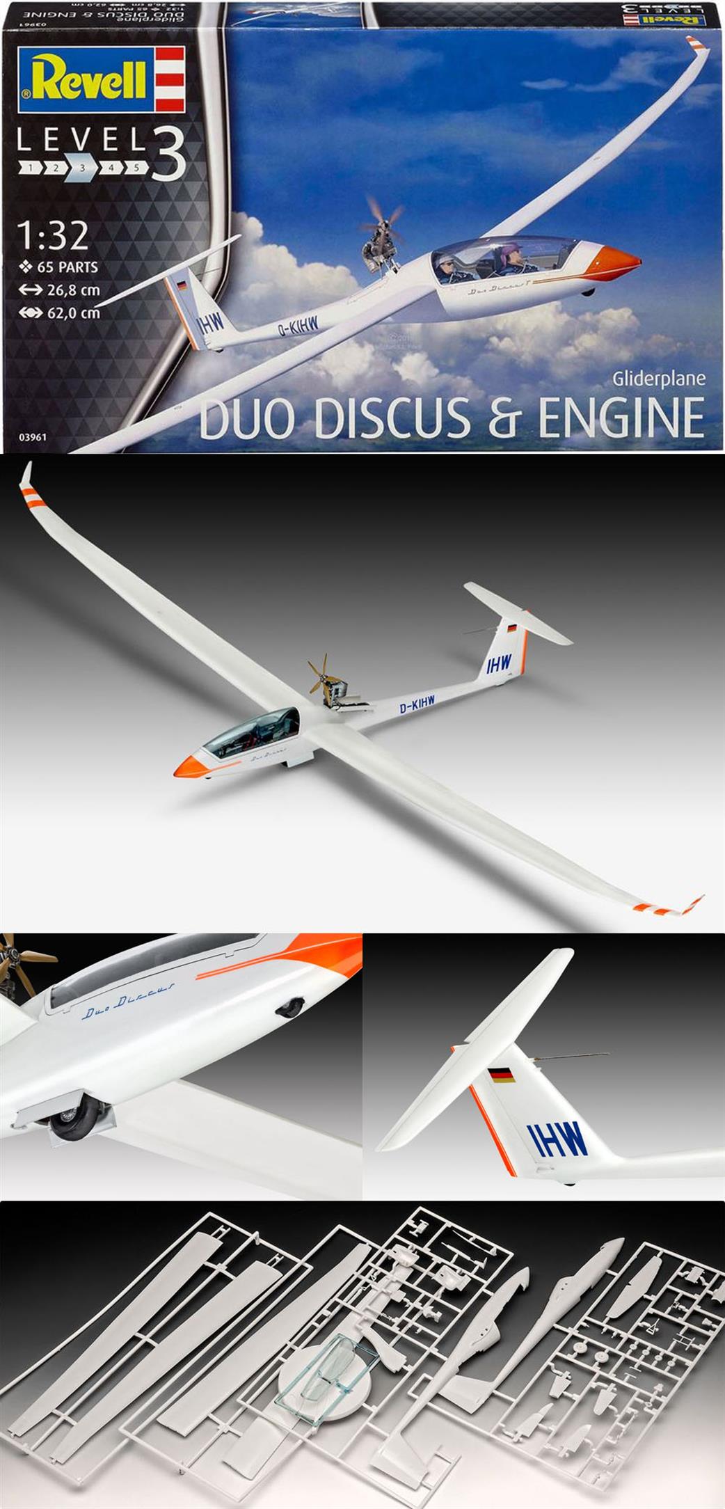 Revell 1/32 03961 Glider Duo Discus & Engine Plastic Kit