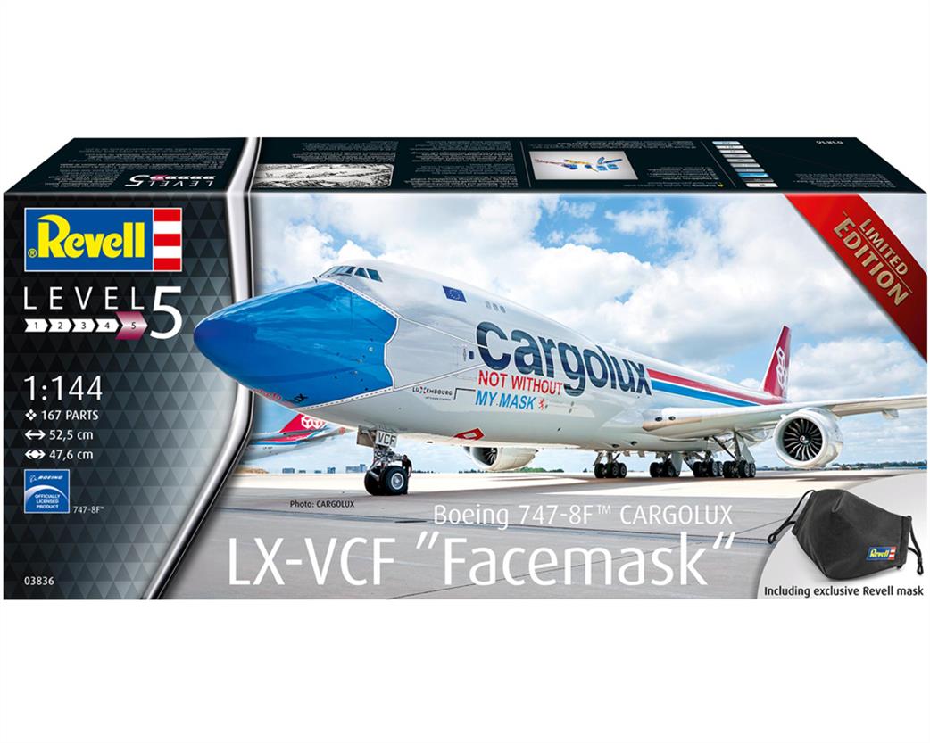 Revell 1/144 03836 Boeing 747-8F Cargolux LX-VCF Facemask Cutaway Limited Edition