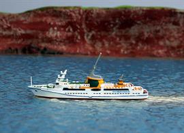 MS Helgoland LNG-Fuelled Ferry is to be operated between the ports of Cuxhaven &amp; Helgoland and is modelled in&nbsp;metal by Rhenania in a 1/1250th scale.There is an article on this innovative ship in the&nbsp;May 2016 "Shipping Today &amp; Yesterday"&nbsp;magazine.Length = 65mm&nbsp;