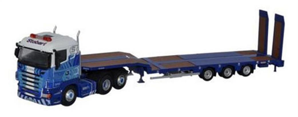 Oxford Diecast 1/76 76SHL01ST Scania Highline Nooteboom 3 Axle Semi Low Loader Stobart Rail