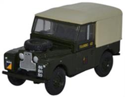 Oxford Diecast Land Rover Series 1 88 Canvas 6th Training Regiment - RCT1/76 ScaleIt’s the turn of the Army’s Royal Corps of Transport to use our little Land Rover, which is decorated in a military dark green with a beige canvas back. This model also carries the radiator grille of the 80” Land Rover Series I.   Deployed with the 6th Training Regiment, the signage on the doors indicates it as being a Training Aid vehicle.  Registered 86 BR 99, additional military markings appear on the doors, rear and front wing. To place your model in the appropriate position in your military timeline, the Royal Corps of Transport was formed in 1965 and operated until 1993 when it became the Royal Logistics Corps as part of an amalgamation of several Army elements.