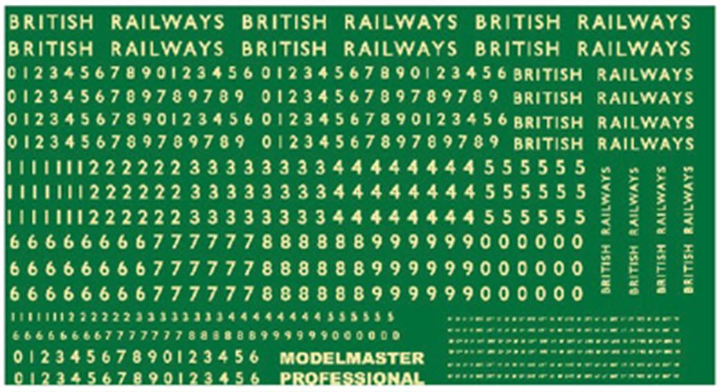 Modelmaster Decals O Gauge 7031 BR Steam Locomotive Lettering & Numbers Cream Lettering
