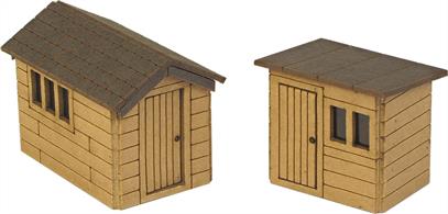 Metcalfe Models PN812 N Scale Garden Sheds laser cut wood construction kitThe perfect addition to any backyard, garden or allotment.Kit contains one&nbsp;laser cut garden shed and one&nbsp;smaller potting shed.Garden Shed length 23mm, width 14mm.Potting Shedlength 17mm, width 12mm