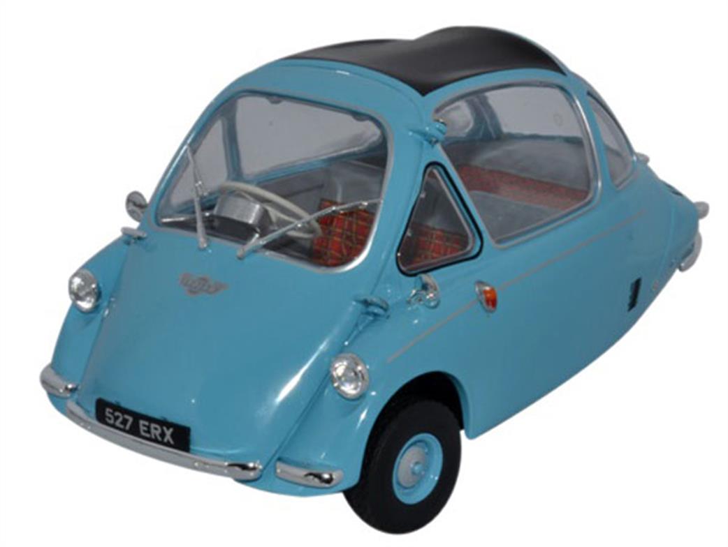 Oxford Diecast 1/18 18HE001 Heinkel Trojan RHD Roman Blue Bubble Car Model