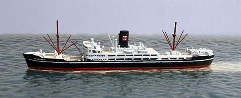 A 1/1250 scale fully finished and painted model of Changsha, a China Navigation Co ship from 1949. New model for 2016.