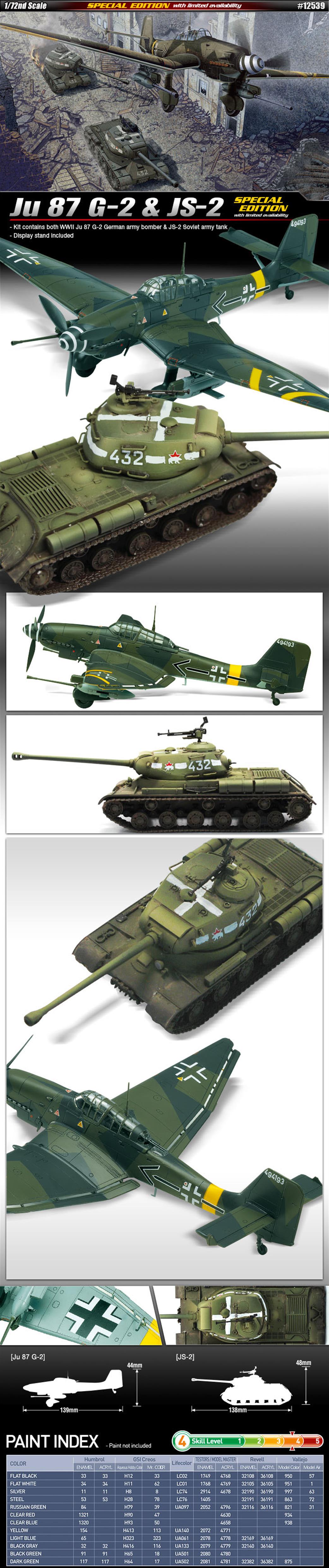 Academy 1/72 12539 German Ju87G-2 & JS-2 Tank Kit