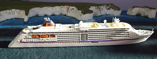 A 1/1250 scale metal model of the new HAPAG cruise ship, Europa 2.