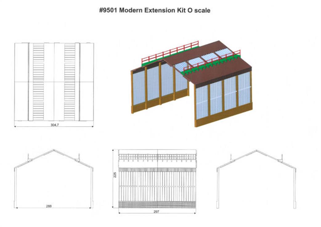 Heljan 9501 Modern Depot Extension 4-Bay Kit O Gauge