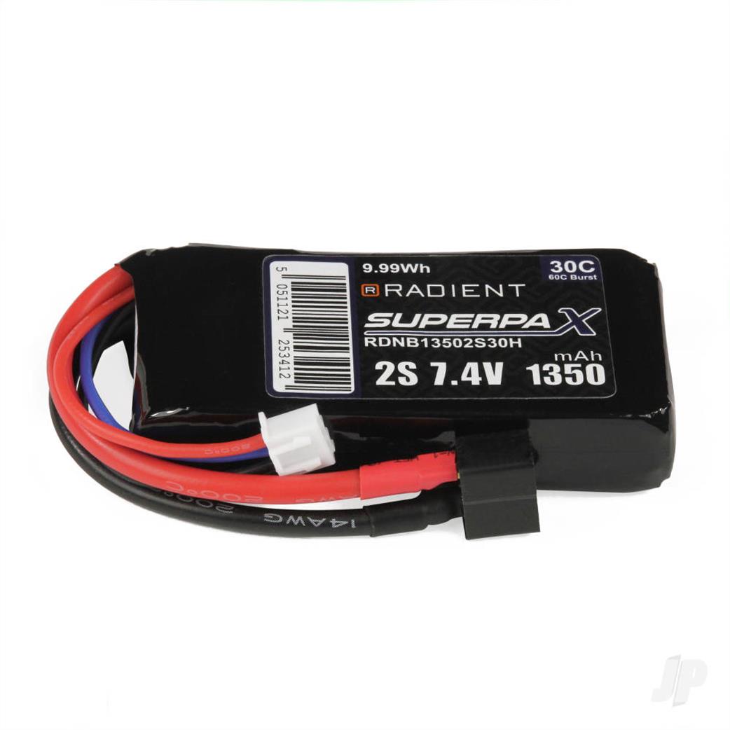 Radient  RDNB13502S30H 7.4v 1350mah Lipo Battery with Deans Connector