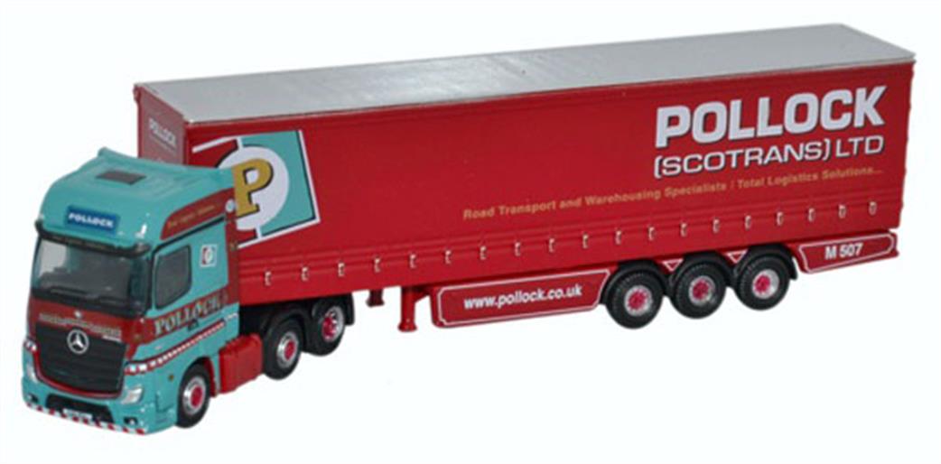 Oxford Diecast 1/148 NMB002 Mercedes Actros Curtainside Pollock Lorry Model