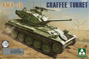 Takom 02063 1/35 Scale AMX-13 Chaffee Turret Light TankThe kit includes clear plastic and photo etched parts. The gun turret can rotate and all hatches can be assembled in the open or closed position. Decals are included for 2 different versions. Detailed instructions are included.Glue and paints are required