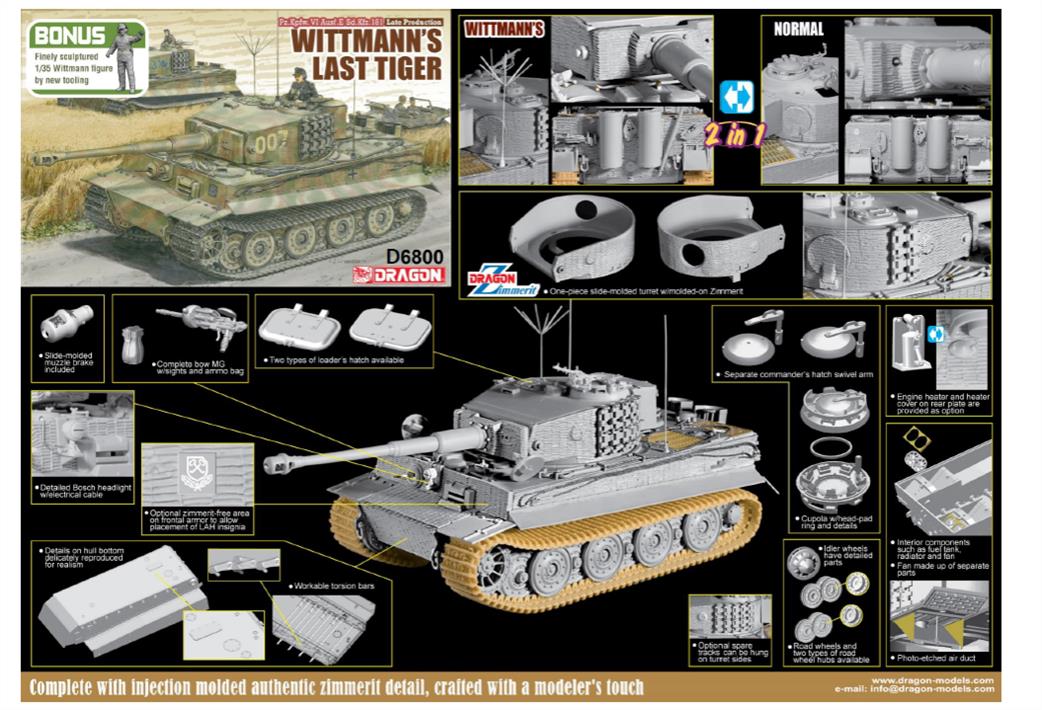 Dragon Models 1/35 6800 Wittmans Last Tiger Plastic Kit