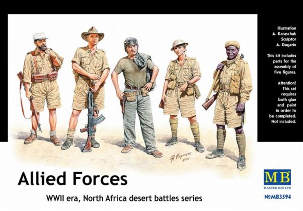 Master Box Ltd 1/35 mb3594 Allied Forces of WW2 era 5 Unpainted Figures