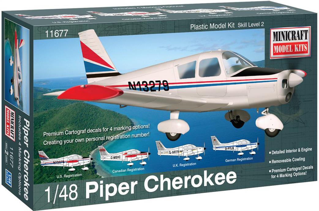 Minicraft Plastics 1/48 11677 Piper Cherokee Civil Aircraft Kit