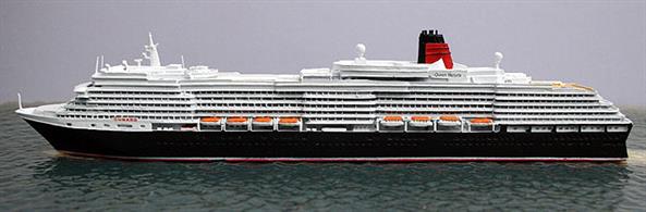 A 1/1250 scale metal model of Queen Victoria, Cunard's cruise ship, 2010.Length 230mm, width 25mm height, 50mm approx