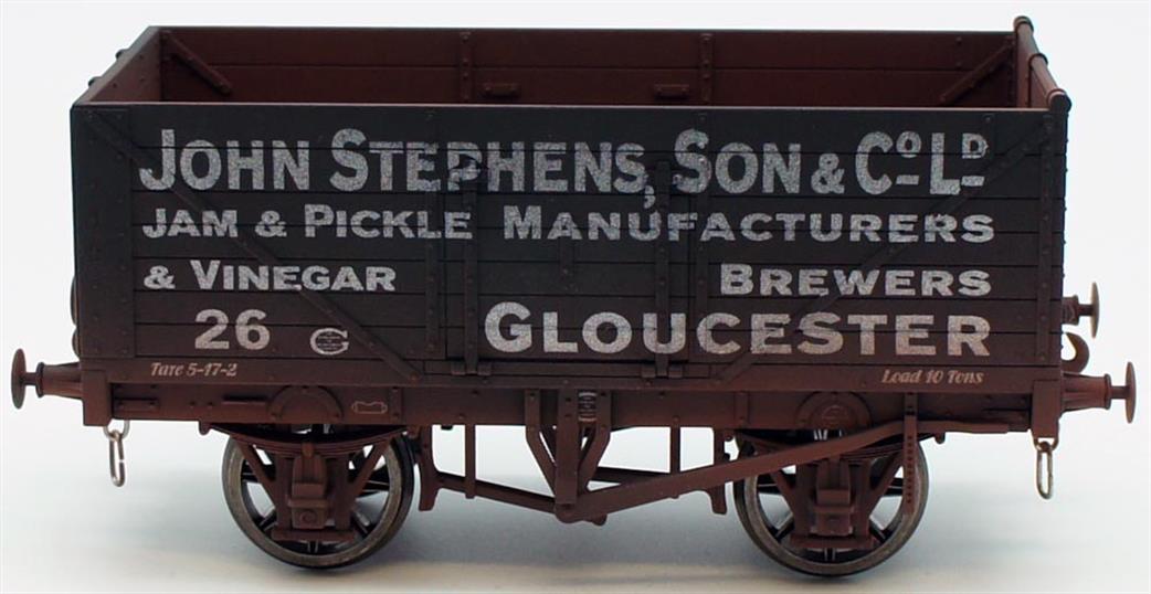 Dapol O Gauge 7F-071-020W John Stephens & Co Vinegar Brewers of Gloucester 7 Plank Open Wagon Weathered