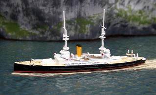 A 1/1250 scale metal model of HMS Mars in black, white &amp; buff Victorian livery. The casting is to the latest Navis standard and includes anti-torpedo netting stowed on the main deck edge. Overall length 10cm (4inches)
