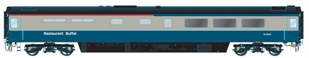 Oxford Rail OO OR763RB001 BR Mk3a RUB Unclassified Buffet Coach M10025 Blue & Grey Livery