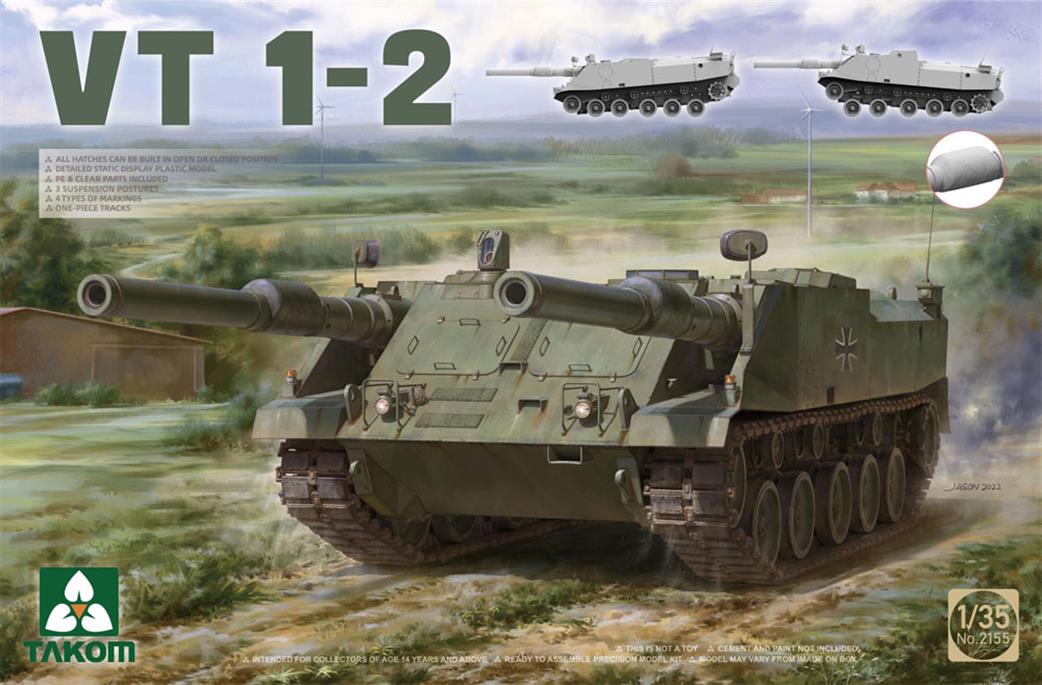 Takom 1/35 02155 German VT-1-2 Experimental Twin Gun Casemate  Tank 1970's Plastic Kit
