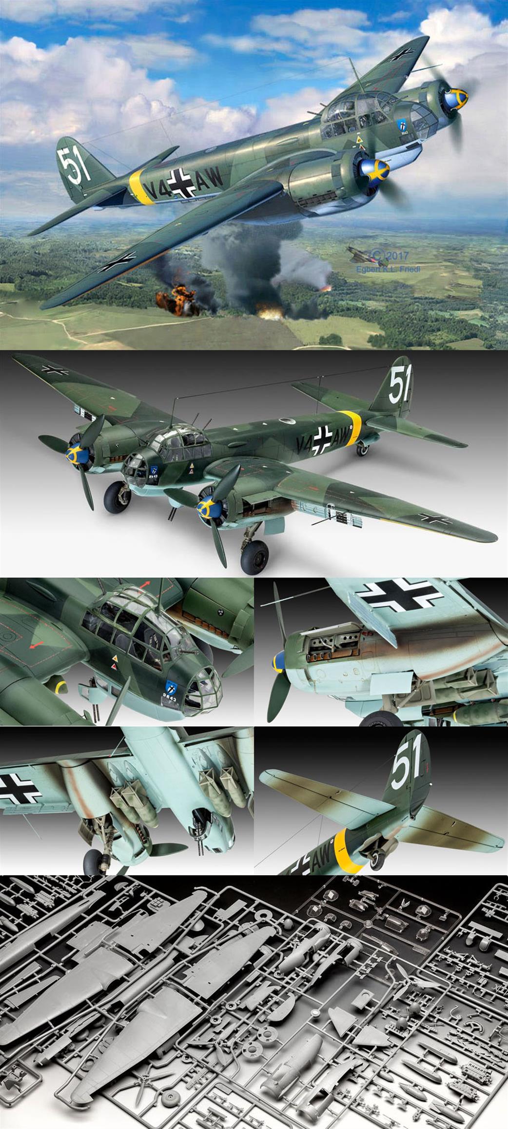 Revell 03935 Junkers Ju88 A-4 German WW2 Bomber Kit 1/48