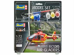 Revell 1/72 EC 135 Air Glaciers Helicopter Model Set 64986Length 143mm Number of Parts 75 Rotor Diameter 140mmComes with glue and paints to assemble and complete the model
