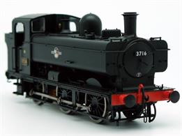 Highly detailed model of the revised 8750 type of the GWR 57xx class pannier tanks with the more rounded 'Collett' cab. This revised design was introduced in 1933 and used with all (except 1) of the 57xx class locomotives built up to the end of construction in 1950.This model of 9620 is finished in British Railways black livery with later lion holding wheel crests.The Dapol model has proven highly capable with a wide range of options built into the tooling design and a diecast chassis providing sufficient weight for realistic trains to be hauled. Smooth drive from a modern low-current motor to the coupled wheels, allows an OO/HO type 21-pin DCC decoders to used with sound options available.DCC sound fitted model with sounds recorded from 5786/L92.