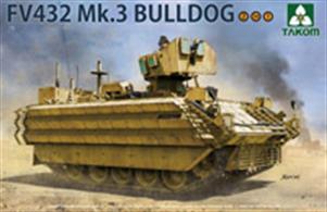 Takom 02067 1/35 Scale British APC FV432 Mk.3 Bulldog;ERA (Explosive Reactive Armour) &amp; 2 weapons stations included. Decals for 2 British Army versions used in Iraq. Detailed instructions are included.Adhesive and paints are required
