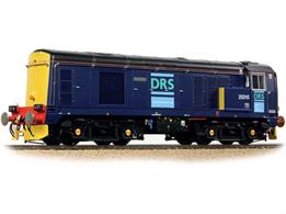 A new version of the class 20 announced in 2017 representing one of the refurbished locomotives equipped with additional fuel tanks in front of the cab and operated by DRS on nuclear flask and rail head treatment trains. We anticipate the models will feature the reliable and smooth running chassis from Bachmanns' previous class 20 models inside the revised bodyshell with its' modern end light clusters replacing the route indicator discs and boxes.Model of DRS owned 20310 named Gresty Bridge with extended fuel tanks finished in the original style DRS blue livery. Model updated to feature directional lighting on cab end WIPAC light clustersDCC Ready. 21 pin decoder required for DCC operation.