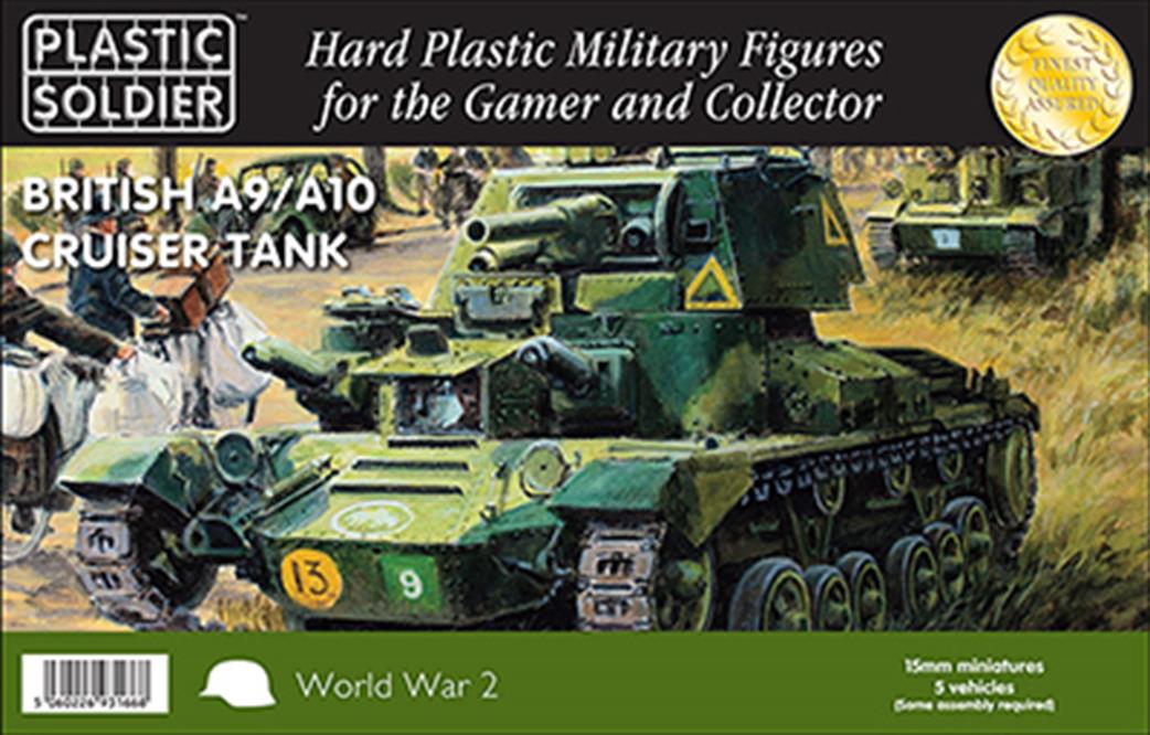Plastic Soldier 15mm WW2V15029 British A9/A10 Cruiser Tank Kits 5 Models in the Box