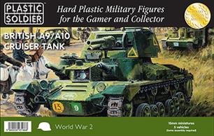 15mm A9/A10 Cruiser tank box set includes 5x A9 or A10 cruiser tanks. Each sprue also includes options to build variant desert sand skirts, A9 close support, A10 MKIIA, A10 MIIA close support and contains tank commanders