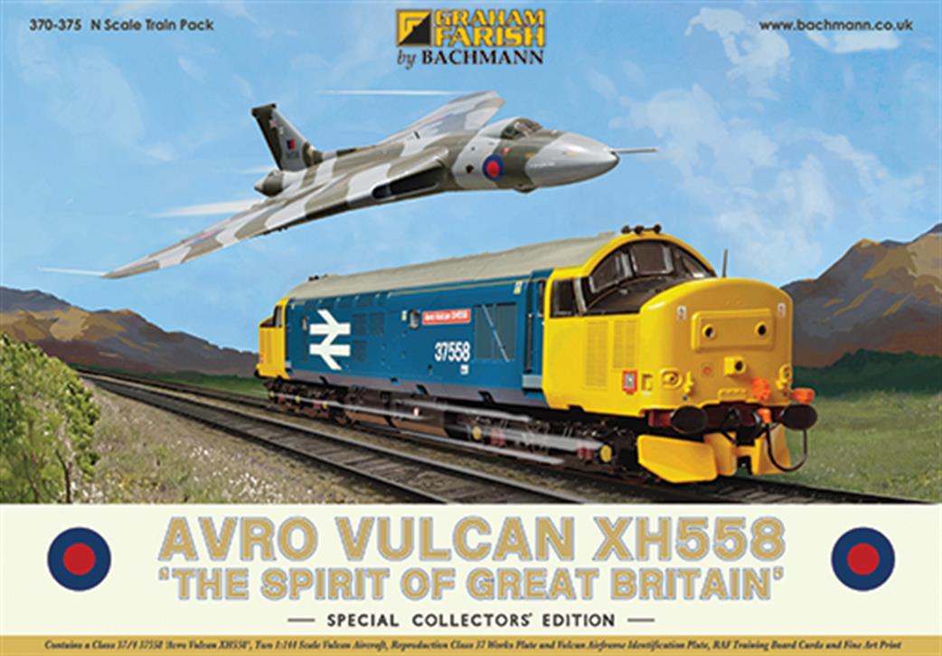 Graham Farish 370-375 Avro Vulcan XH558 Presentation Pack DRS 37558 Avro Vulcan XH558 & Vulcan Bombers N