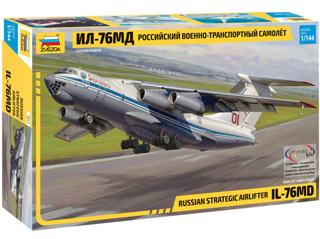 Zvezda 1/144 7011 Russian IL-76MD Strategic Airlifter Military Transport Aircraft  Kit