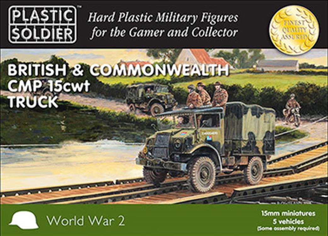 Plastic Soldier 15mm WW2V15027	 British & Commonwealth CMP 15CWT Truck Pack of 5