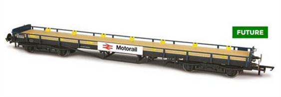 Oxford Rail OR76CAR003B OO Gauge BR Bogie Carflat ex-LMS Chassis MotorRail B745758BR Carflat wagons were built between 1959 and 1975. Our version Diag 1/088 represents 340 wagons built to Diagram 1/088 specifically on ex-LMS 60ft chassis with 9ft bogies.The Carflats to this particular diagram were built from 1964 to 1968.Finished in BR Motorail blue with Black under frames, after a number of years in operation with rust, worn lettering and weathering building up. This version would have entered use in 1965 after conversion at Horwich Works.  TOPS Code FVXOur model will feature fine detail, high quality finish and NEM coupling pockets.