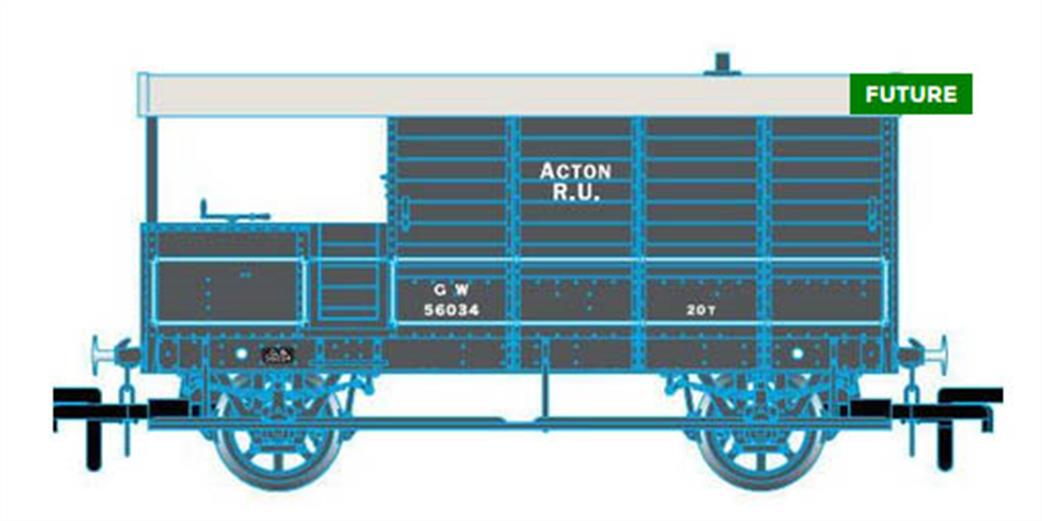 Oxford Rail OO OR76TOB002 GWR Toad 4 Wheel Planked Brake Van (Late) Acton 56034
