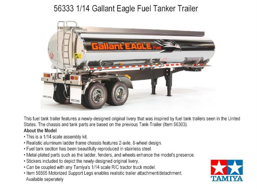 Tamiya 56333 Fuel Tanker Trailer Kit 1/14