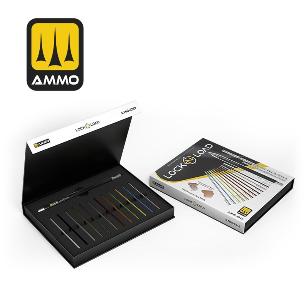 Ammo of Mig Jimenez  A.MIG-8349 Lock N Load Weathering Rechargeable Technical Pencil Set