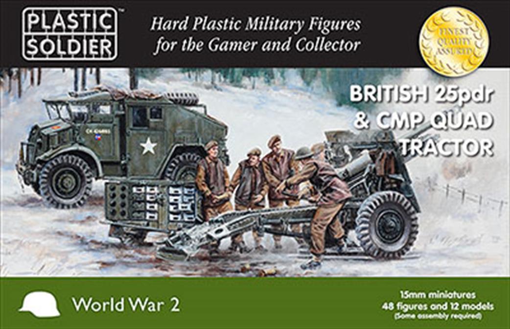 Plastic Soldier 15mm WW2G15006 British 25pdr & CMP Quad Tractor Pack of 4