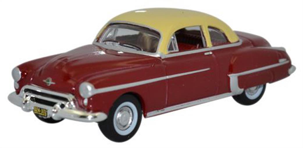 Oxford Diecast 1/87 87OR50001 Oldsmobile Rocket 88 Coupe 1950 Chariot Red/Canto Cream
