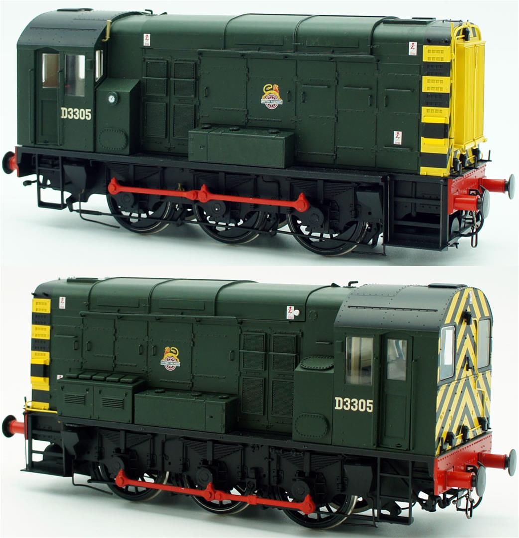 Dapol 7D-008-008 BR Class 08 Shunter BR Green Early Emblem with Wasp Stripes D3305 O Gauge