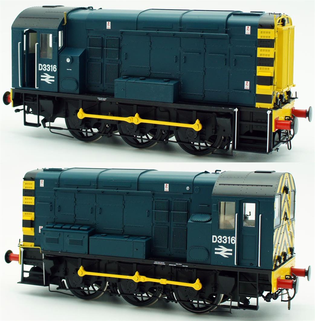 Dapol O Gauge 7D-008-010 BR D3316 Class 08 Shunter BR Blue With Wasp Stripes No Ladder