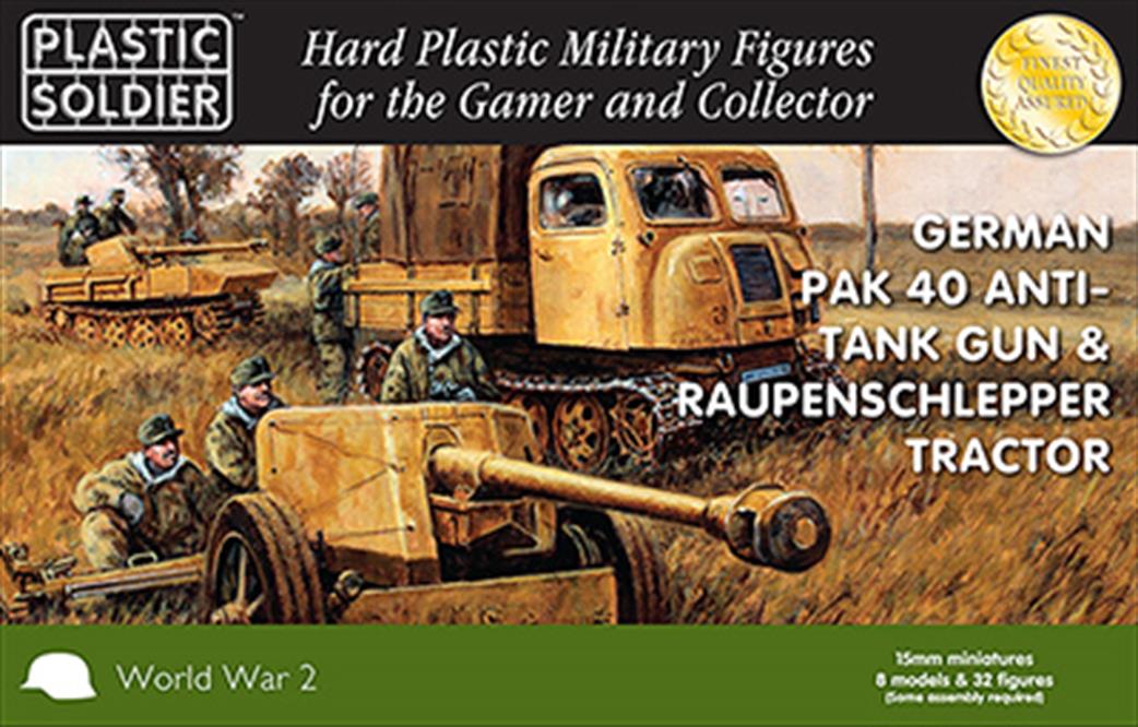 Plastic Soldier 15mm WW2G15004 German Pak 40 and Raupenschlepper Tractor Twin Pack