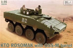 IBG Models 1/35 KTO Rosomak - Polish Armoured Personnel Carrier -  35033The model features a one piece moulded lower hull and turret. Etched brass and clear styrene items are also included. Decals and full instructions are also supplied.Glue and paints are required