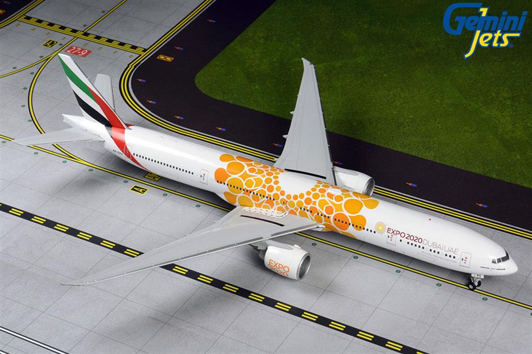 Gemini Jets 1/200 G2UAE800 Emirates B777-300ER A6-EPO Orange Expo Livery Model