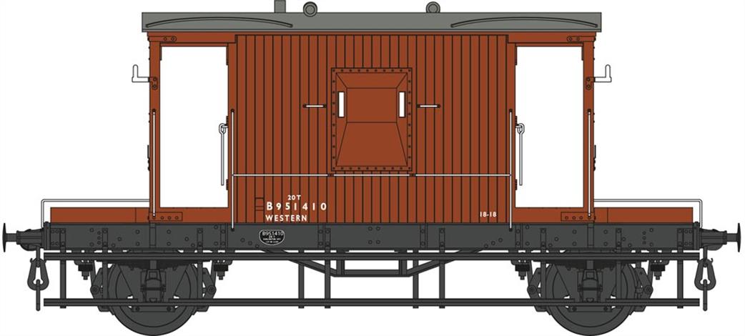 Dapol O Gauge 7F-200-010 BR Standard 20 Ton Goods Brake Van B951260 Bauxite Livery RTR