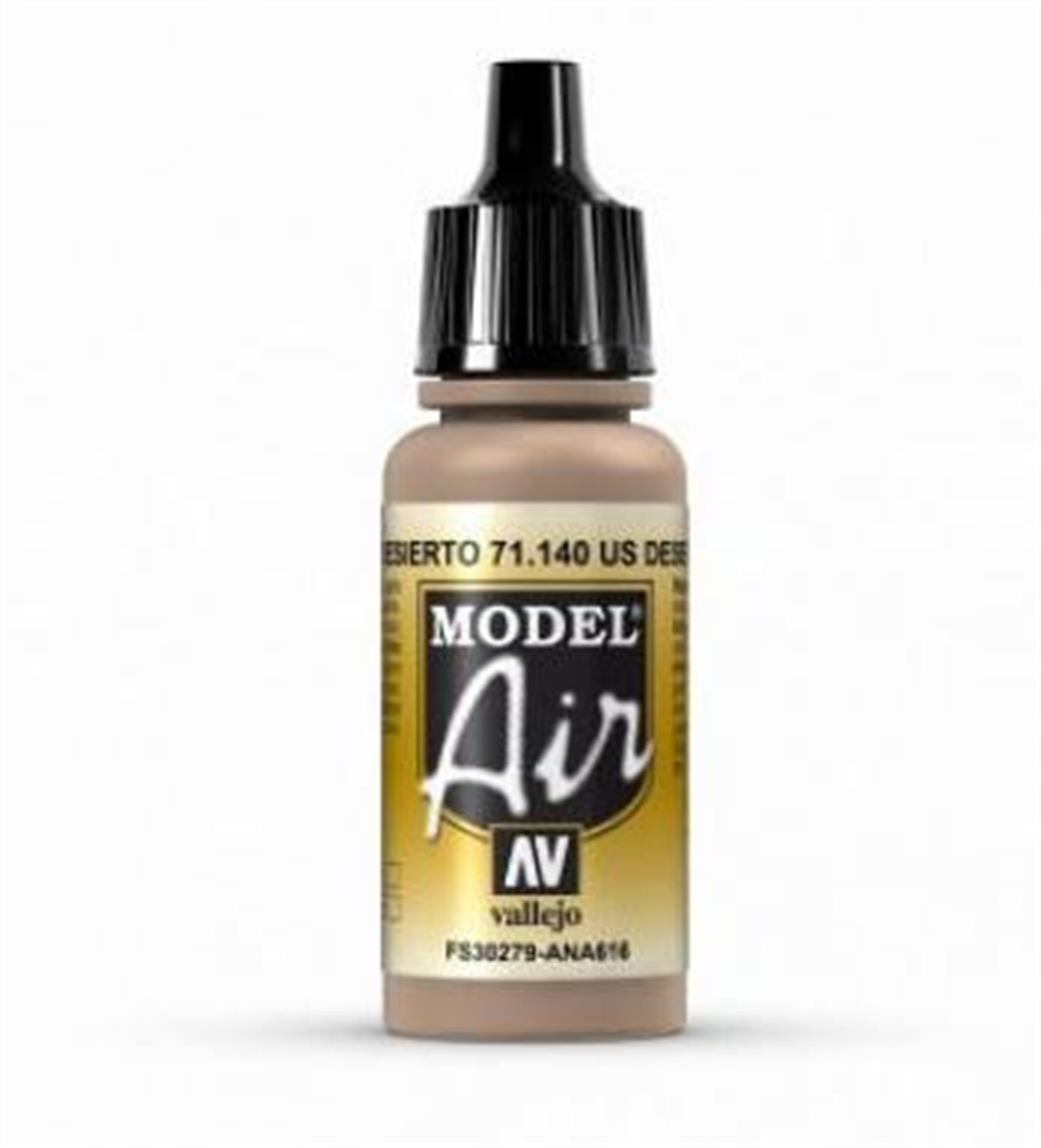 Vallejo  71140 140 Model Air US Desert Sand Acrylic Paint Airbrush Ready 17ml
