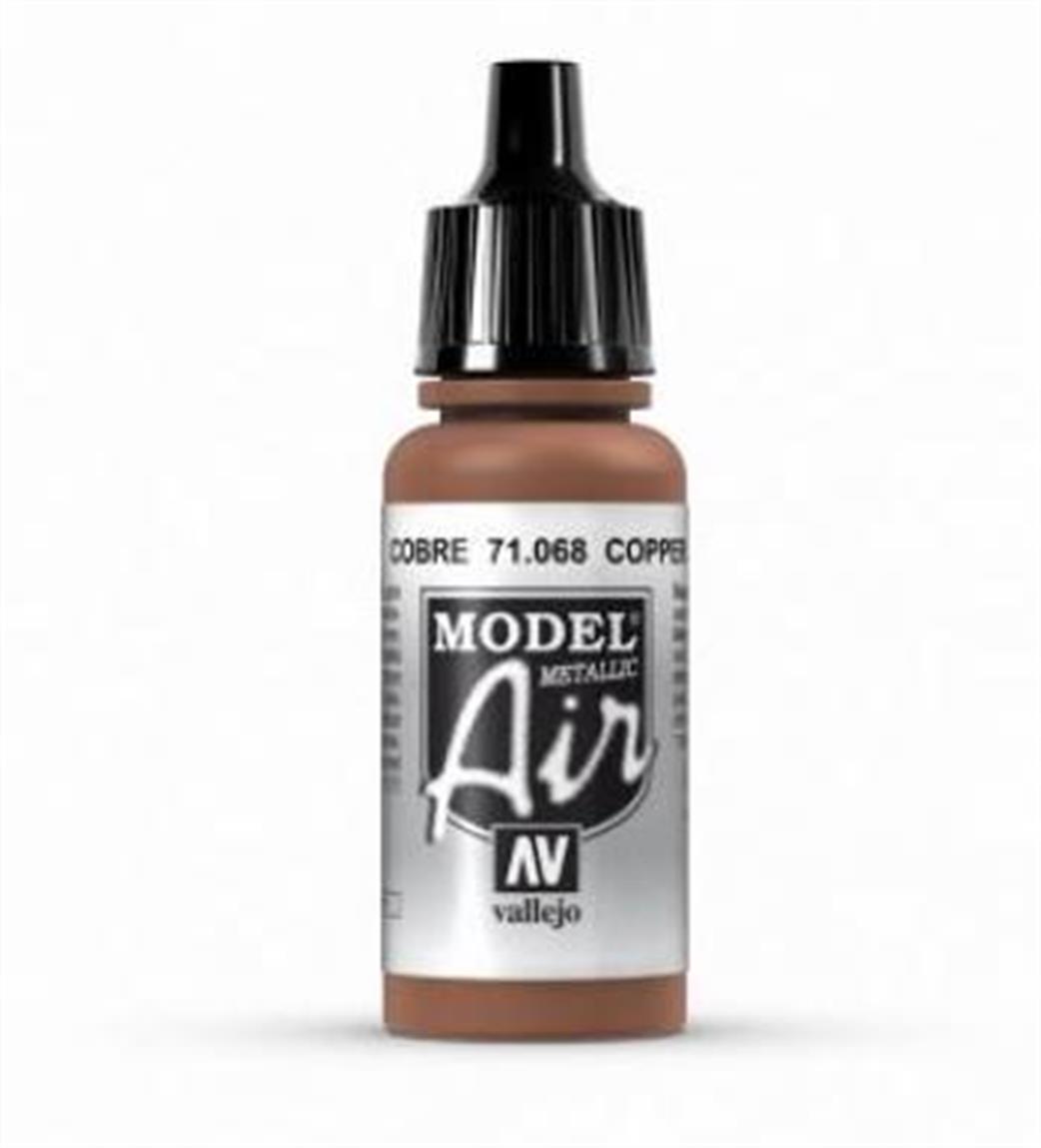 Vallejo  71068 068 Model Air Copper Acrylic Paint Airbrush Ready 17ml